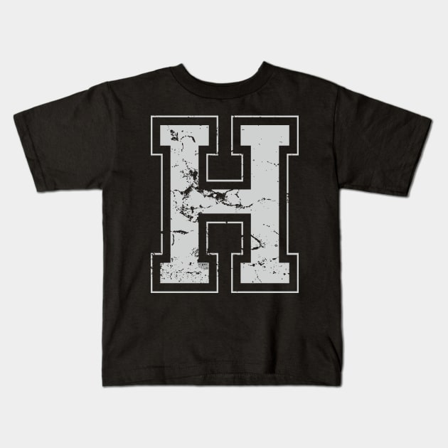 Initial Letter H Gray Jersey Sports Athletic Player Kids T-Shirt by porcodiseno